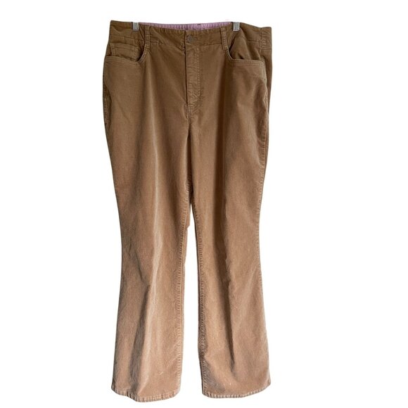 Lands End Size 16 Tan Camel Velvet Bootcut Cotton Blend Stretch Pants - Picture 1 of 7